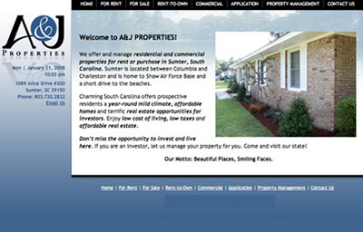 A & J Properties Web Site - Sumter, SC